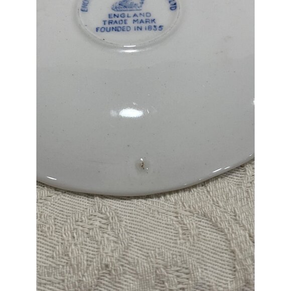 Vintage Blue & White Farmer Plate England Trade Mark 1835 Porcelain Decor - Picture 9 of 12